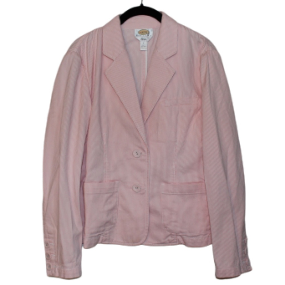 Talbots | Pink & White Striped Blazer (12 Petite)